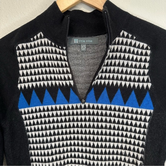Title Nine Houndstooth Geo Super Power Quarter Zip Sweater - Picture 7 of 13